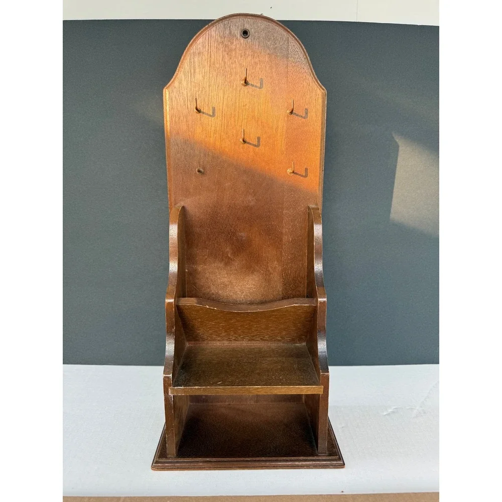 Vintage Woodcrest by Styson Wood Wall Mail Organizer Key Rack Holder Japan 18in